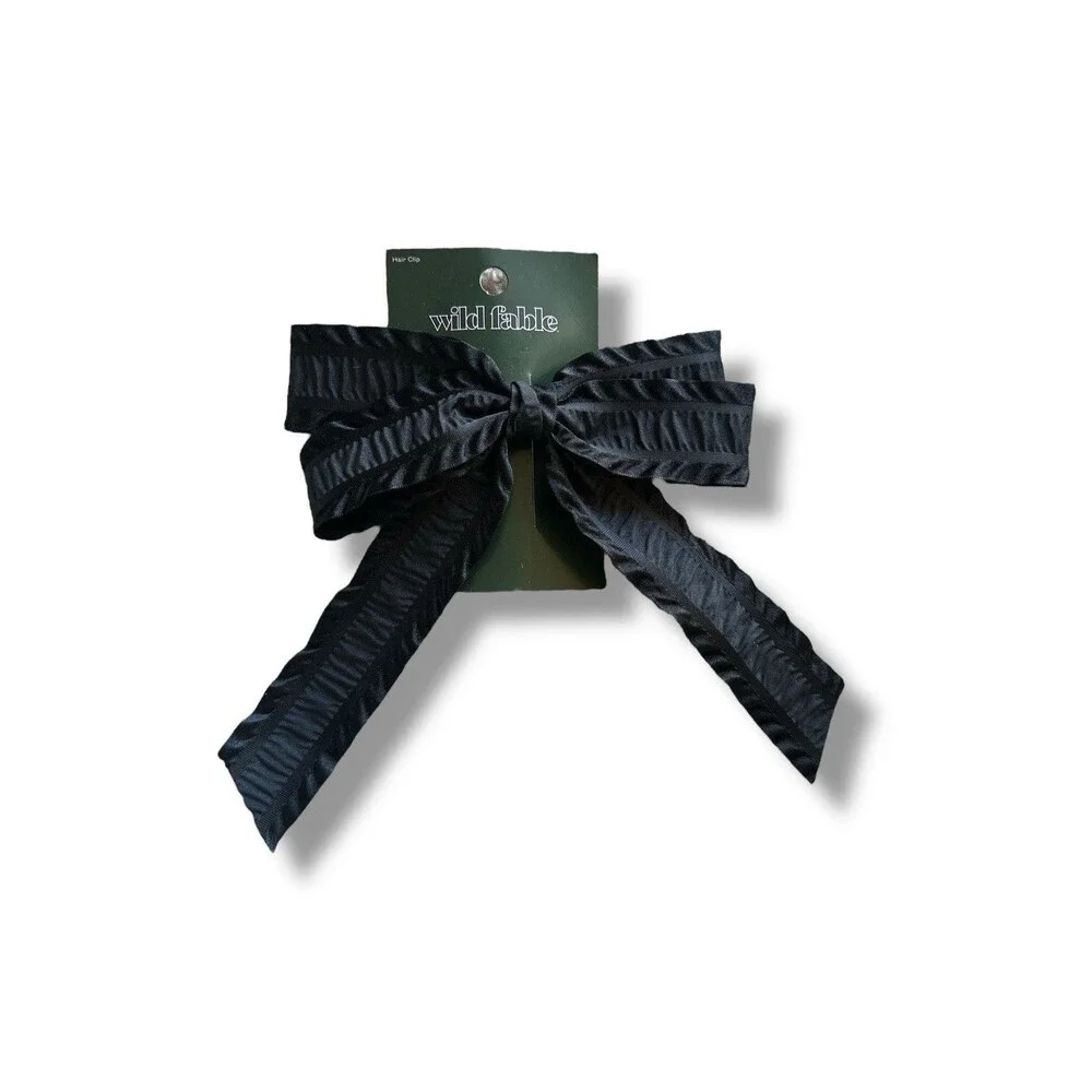 NWT Bundle 3 Wild Fable Women's Textured Hair Bow Barrette Hair Clip Black $24